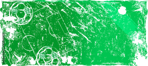 abstact background with soccer ball, football, field, paint strokes and splashes, grungy, free copy space