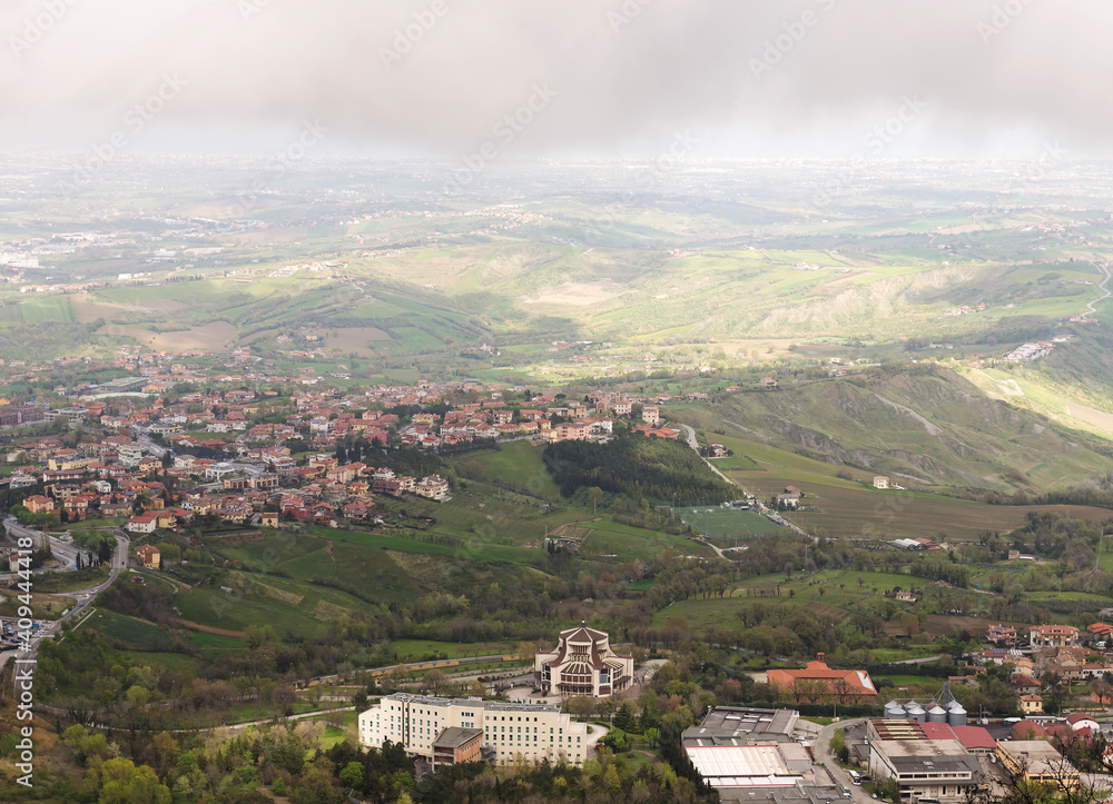 Obraz premium View from the mountain in San Marino. Italy