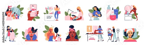 Female Cosmetology Icon Set