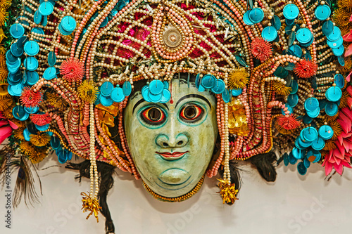 Closeup of Chhau Masks of Purulia, West-Bengal photo
