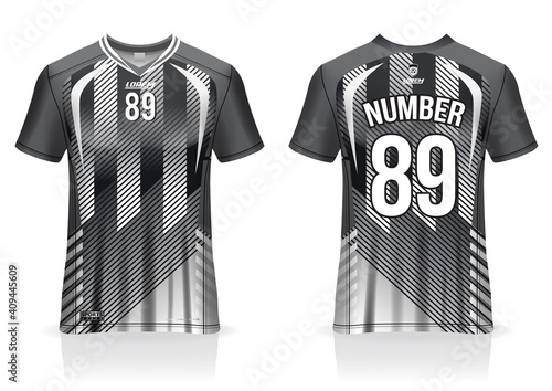 Soccer jersey design template, uniform front and back view 