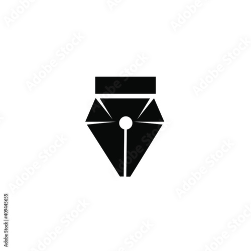 luxury writer logo concept pen nib with shiny diamond vector logo illustration design