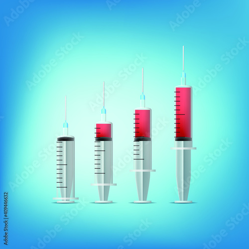 Coronavirus vaccine vector. Covid-19 coronavirus vaccination syringe injection tool for covid19 treatment. Vector illustration.