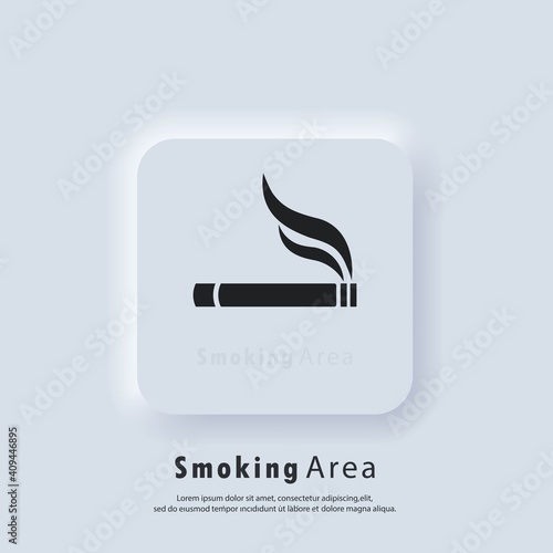 Cigarette icon. Smoking area symbol. Cigarette smokers zone, smoking permitted. Vector. UI icon. Neumorphic UI UX white user interface web button.