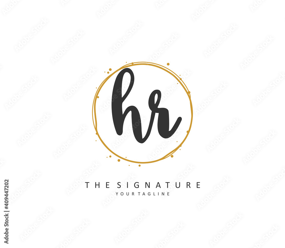 HR Initial letter handwriting and signature logo. A concept handwriting initial logo with template element. HR Initial letter handwriting and signature logo. A concept handwriting initial logo with template element.