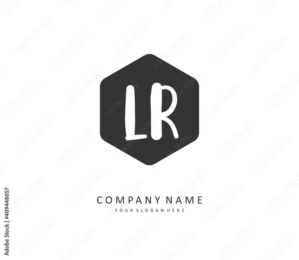 LR Initial letter handwriting and signature logo. A concept handwriting initial logo with template element.
