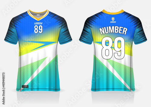 Soccer jersey design template, uniform front and back view 