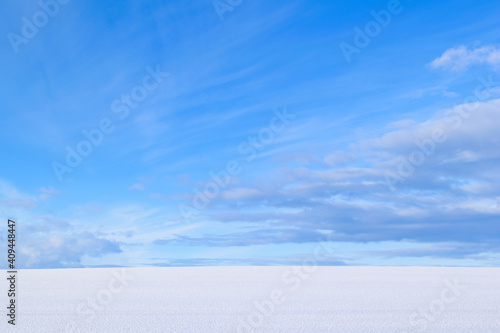 北海道の雪原と青空 photo