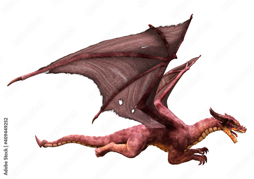 Obraz premium 3D Rendering Fairy Tale Dragon on White