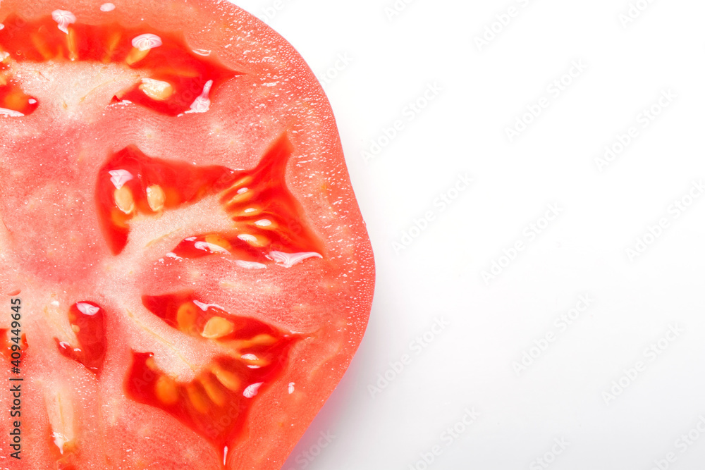Tomato slice isolated on white background, top view Tomato slice isolated on white background, top view