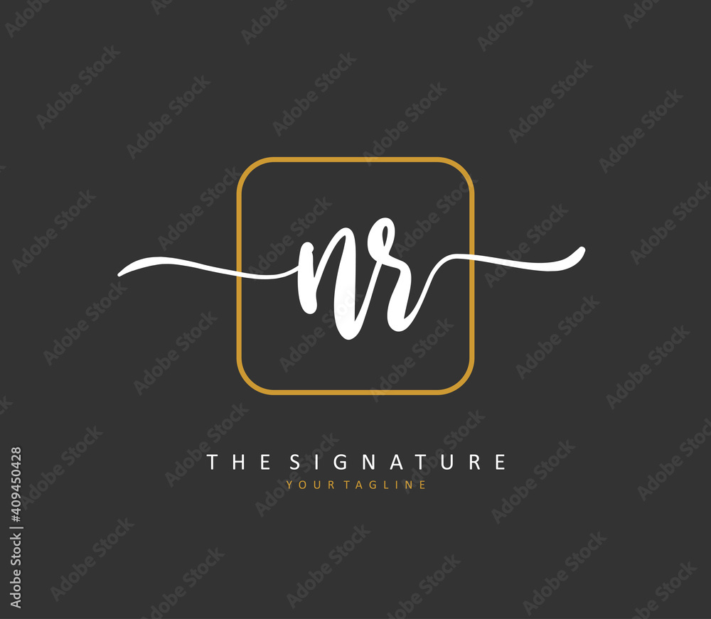 NR Initial letter handwriting and signature logo. A concept handwriting initial logo with template element. NR Initial letter handwriting and signature logo. A concept handwriting initial logo with template element.