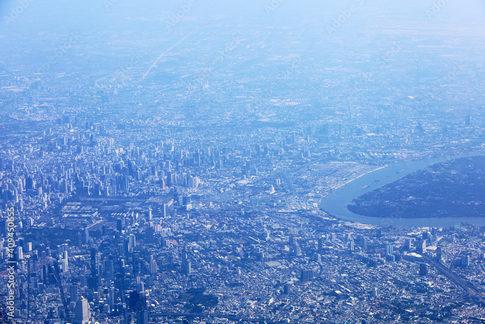 High angle view from the plane view. High angle view from the plane view.