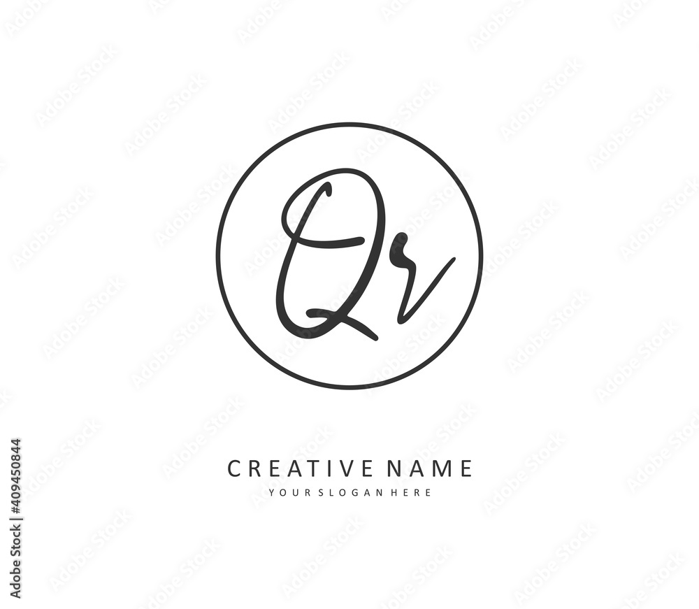 QR Initial letter handwriting and signature logo. A concept handwriting initial logo with template element. QR Initial letter handwriting and signature logo. A concept handwriting initial logo with template element.