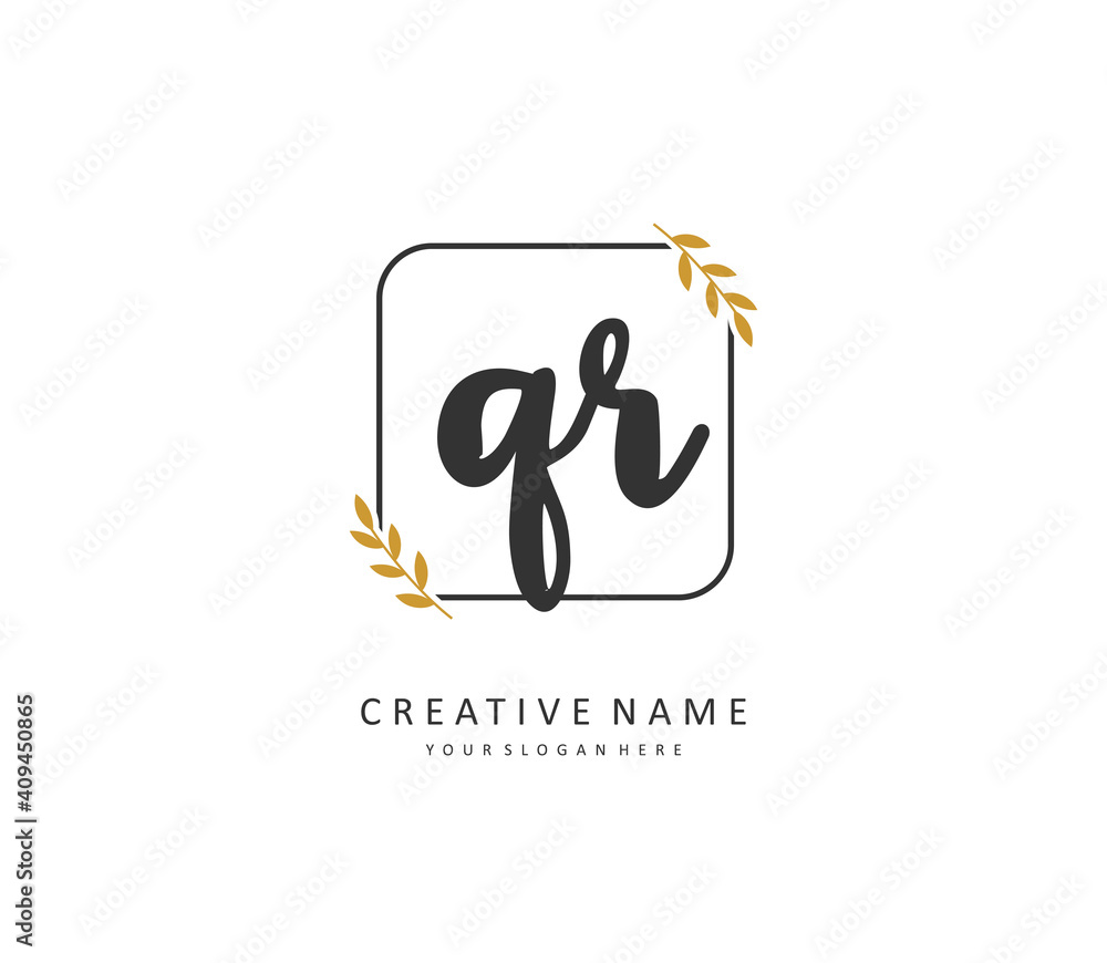 Fototapeta premium QR Initial letter handwriting and signature logo. A concept handwriting initial logo with template element.