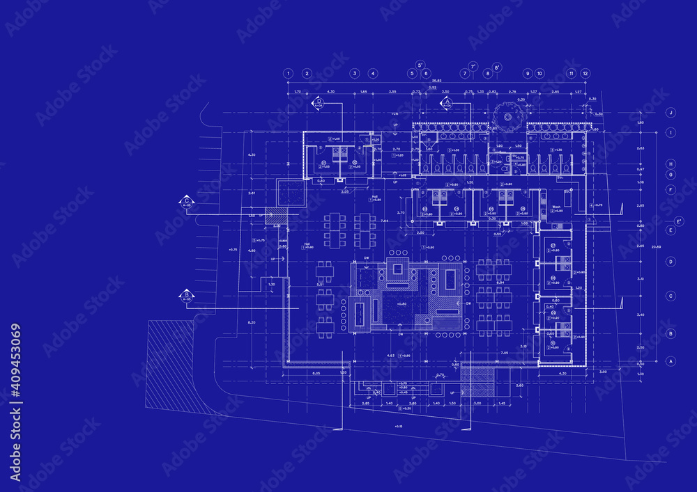 Obraz premium Write a blueprint architecture for building.