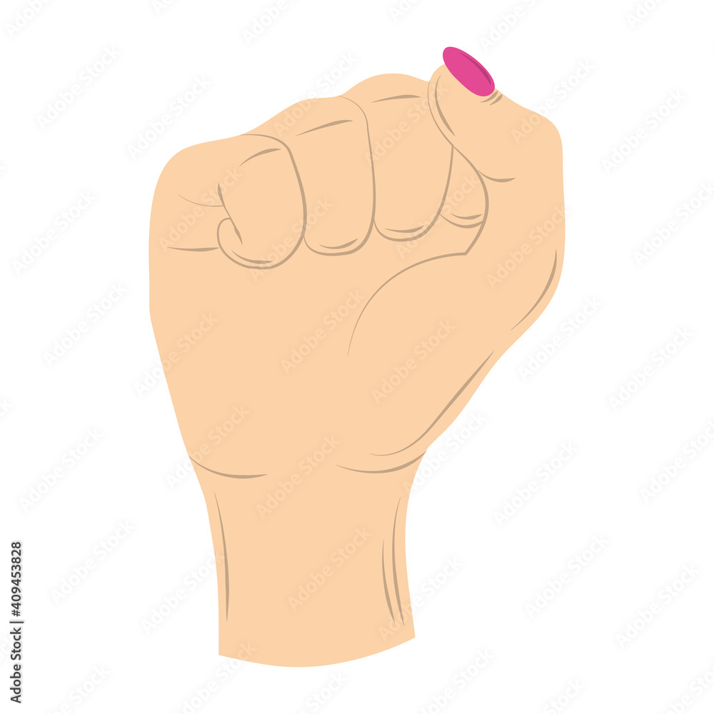 female hand raised in fist, womens day female hand raised in fist, womens day