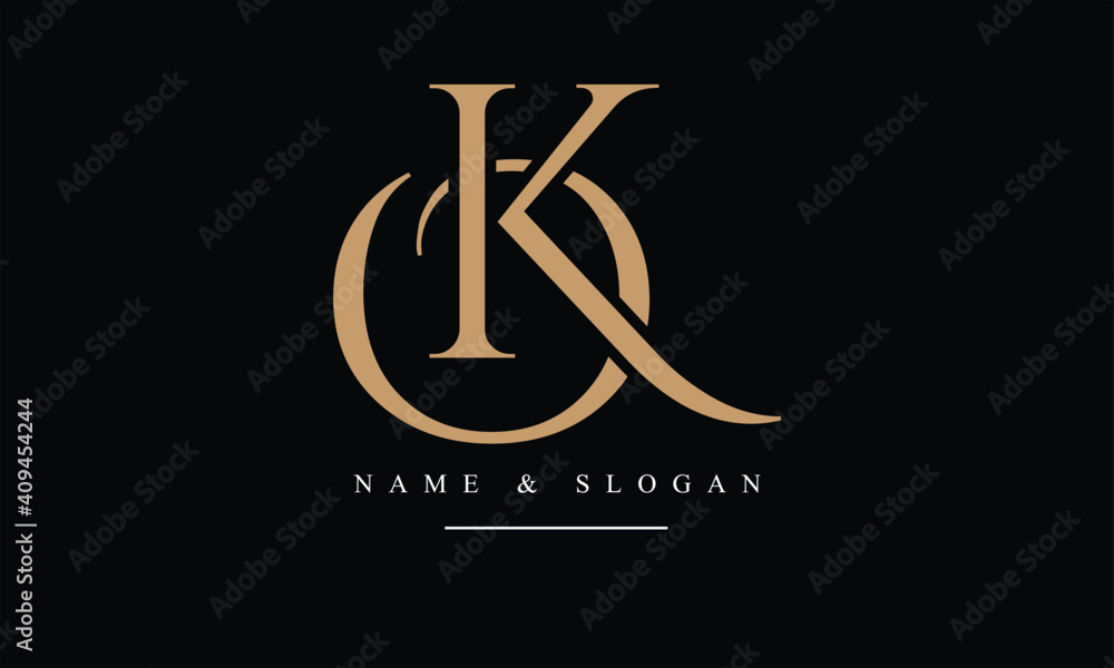 OK, KO, O, K abstract letters logo monogram - obrazy, fototapety, plakaty 