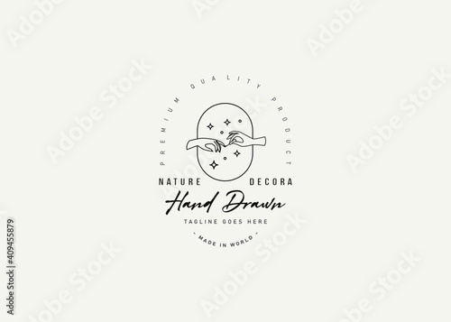Aesthetic hand paint nails logo design template