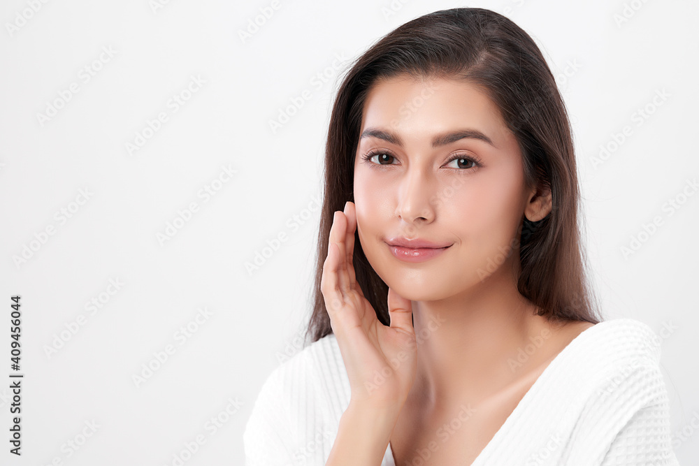 Beautiful young asian woman with clean fresh skin on white background, Face care, Facial treatment, Cosmetology, beauty and spa, Asian women portrait Beautiful young asian woman with clean fresh skin on white background, Face care, Facial treatment, Cosmetology, beauty and spa, Asian women portrait