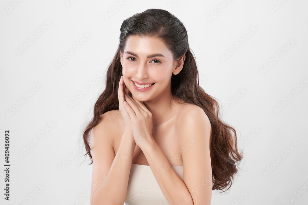 Beautiful young asian woman with clean fresh skin on white background, Face care, Facial treatment, Cosmetology, beauty and spa, Asian women portrait Beautiful young asian woman with clean fresh skin on white background, Face care, Facial treatment, Cosmetology, beauty and spa, Asian women portrait