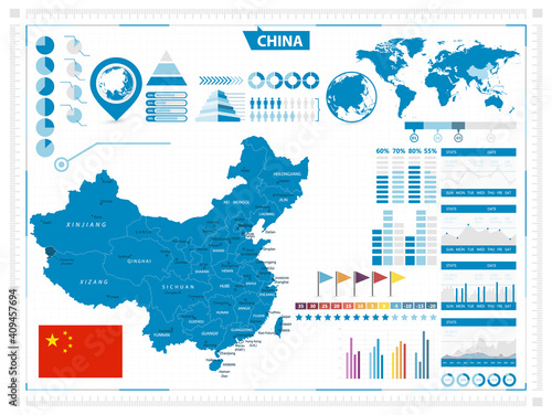 China map and infograpchic elements