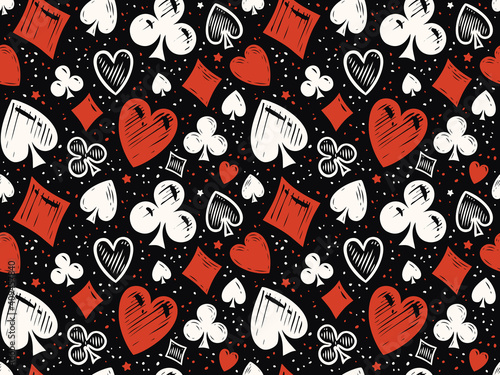 Seamless background with suits. Abstract bright colorful pattern. Poker, casino concept