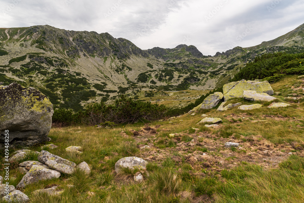 Retezat mountains scenery with peaks and stones in Romania