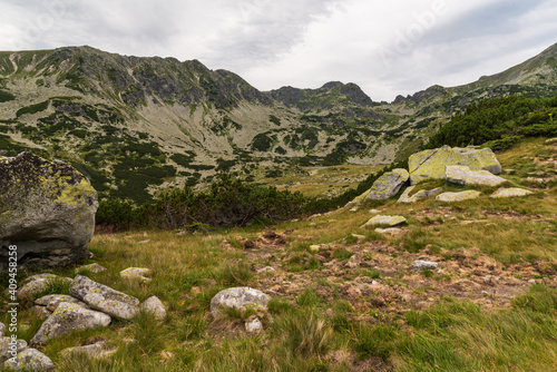 Retezat mountains scenery with peaks and stones in Romania