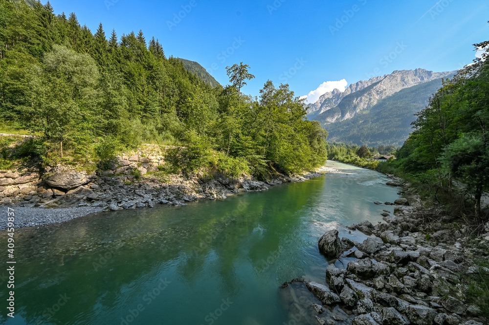 End of the gorge Lammerklamm resulting in a smooth river in Austria
