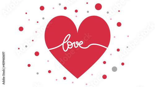 Love handwritten calligraphy in Heart  Valentine s Day isolated on white background. Vector Illustration EPS 10