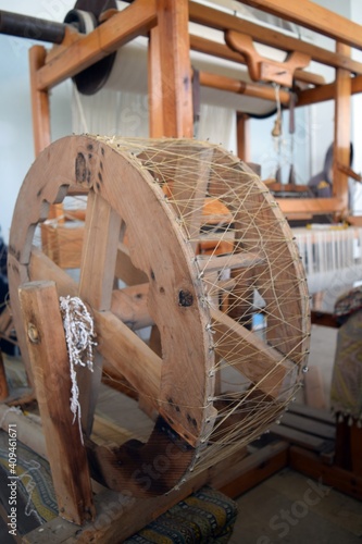  Hand-loom wooden loom. An old loom. Denizli. Turkey