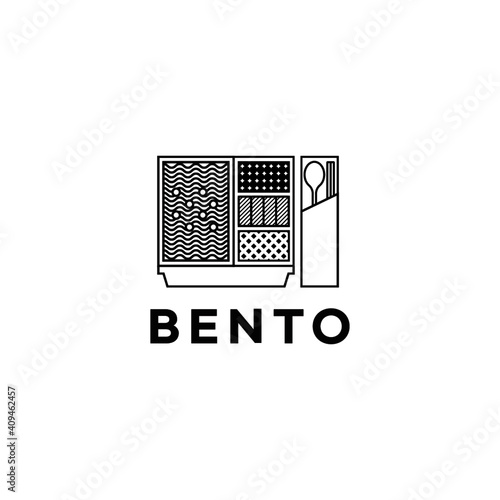 logo for a bento place,  identity, logo box spoon and chopsticks, togobox, box, bento, food, cultery, togobox, bentobox, dosirak, bento, restaurant, logo, noodle, sides, green, vegetables, spoon, 