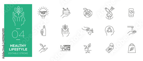 Set of Healthy Lifestyle line icons - Modern icons	
