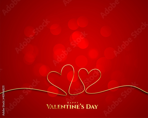 valentines day golden line hearts background