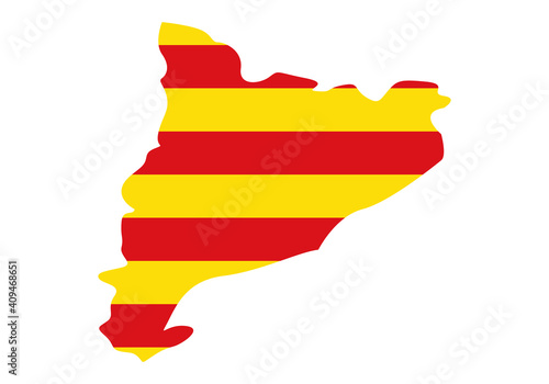 Silueta del mapa de Cataluña con la bandera de Cataluña photo