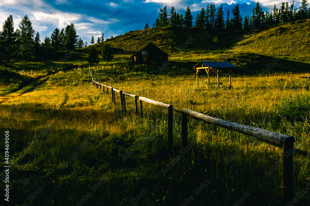 House and the fence in the forest