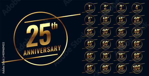 stylish golden anniversary emblem big set