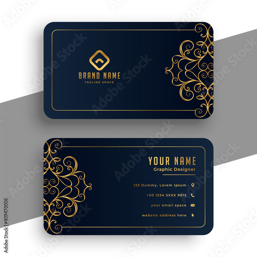 decorative premium black and gold business card
