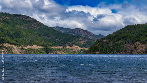  Landscape of lake Lacar. Taken from the beach at San Martin de los Andes, Neuquen, Argentina 