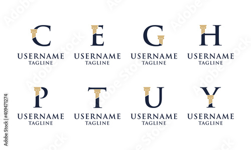 Set of Elegant Initial pillar, Law firm, attorney logo Template