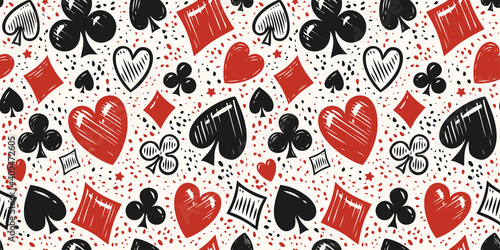 Seamless background with suits. Abstract colorful pattern. Casino, poker concept
