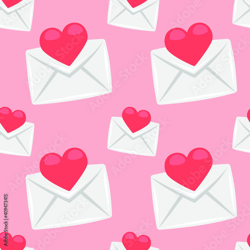 Card Love Letter Emoji Pattern. Valentines Seamless Background Symbols. Silhouette Emoticon Romantic Day Design Vector.