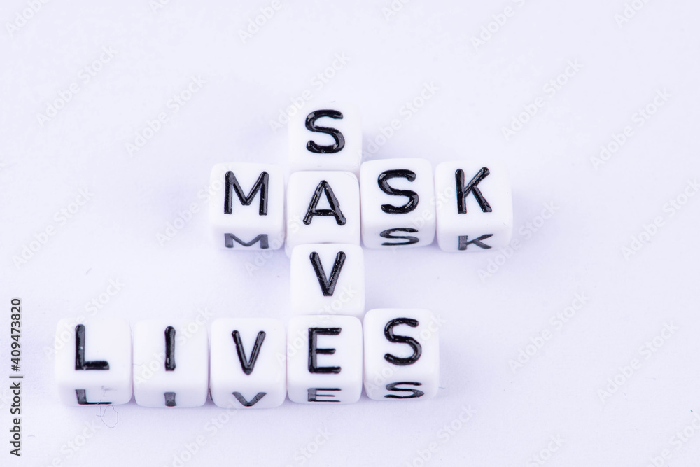 Letters with the word Mask Safe Lives Letters with the word Mask Safe Lives