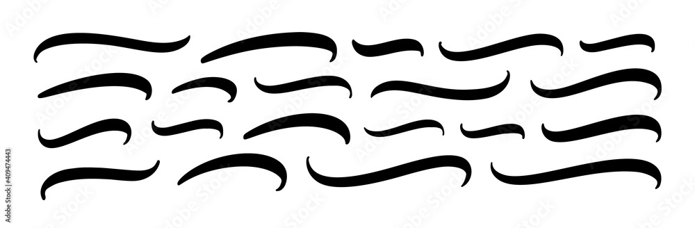 Set of hand lettering underlines lines. Vector underline stroke. Design concept element collection. - obrazy, fototapety, plakaty 