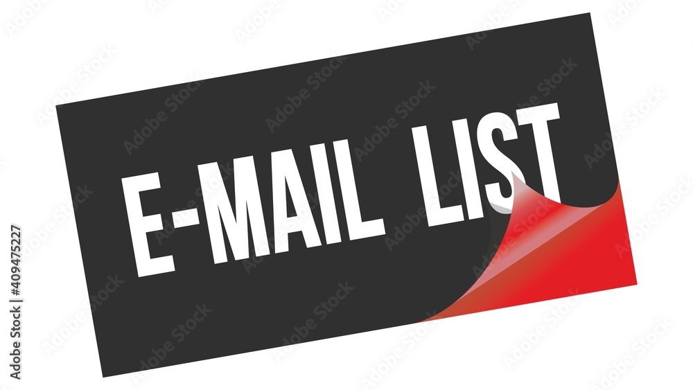 Obraz premium E-MAIL LIST text on black red sticker stamp.