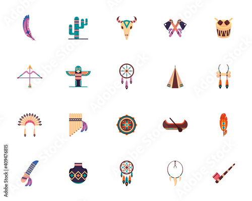 bundle of twenty ethnic culture boho icons