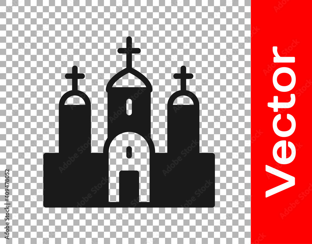 Black Church building icon isolated on transparent background. Christian Church. Religion of church. Vector. Black Church building icon isolated on transparent background. Christian Church. Religion of church. Vector.
