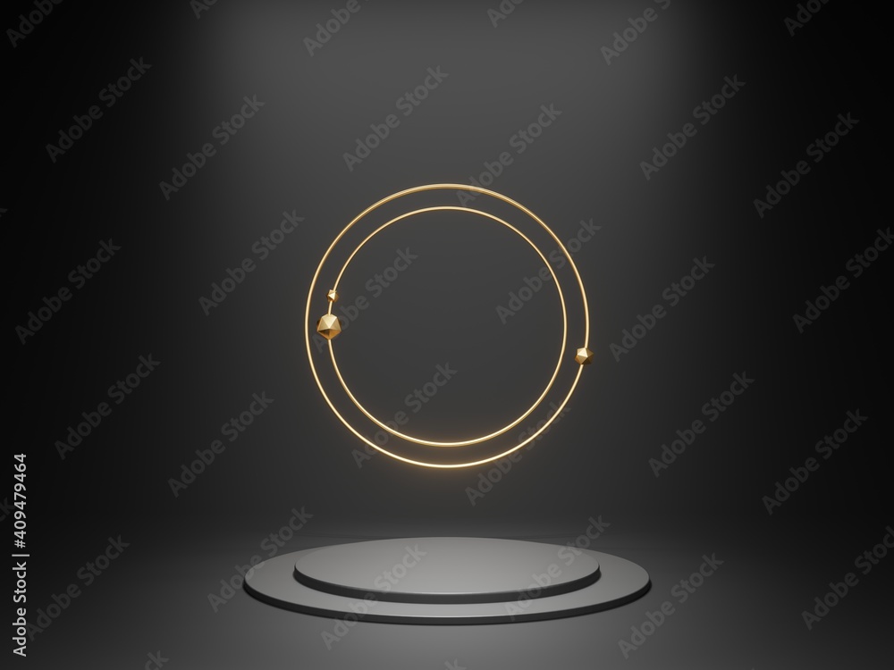 Round black podium for product display on black background, show product display, luxury minimalist mockup - 3D render Round black podium for product display on black background, show product display, luxury minimalist mockup - 3D render
