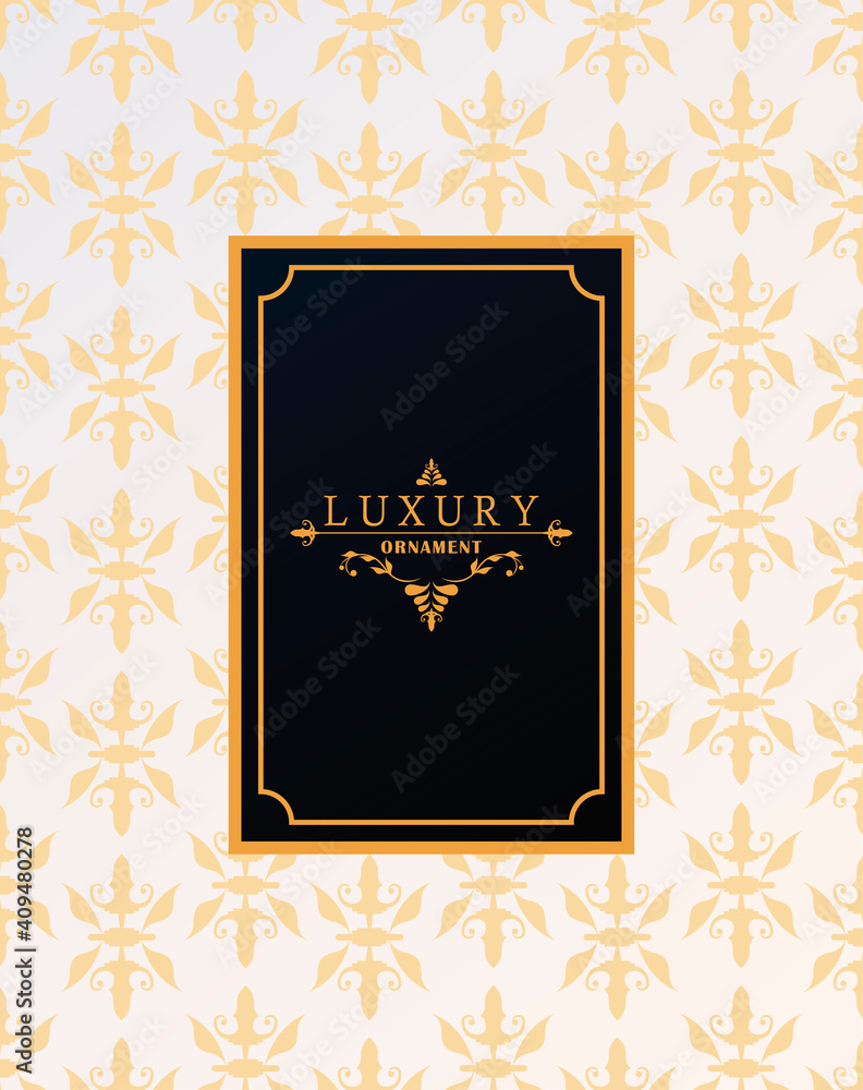 Naklejka premium luxury frame with victorian style in golden figures background