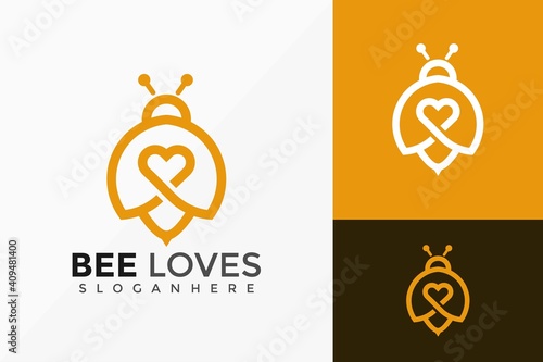 Awesome Bee Love Logo Design, Minimalist Logos Designs Vector Illustration Template